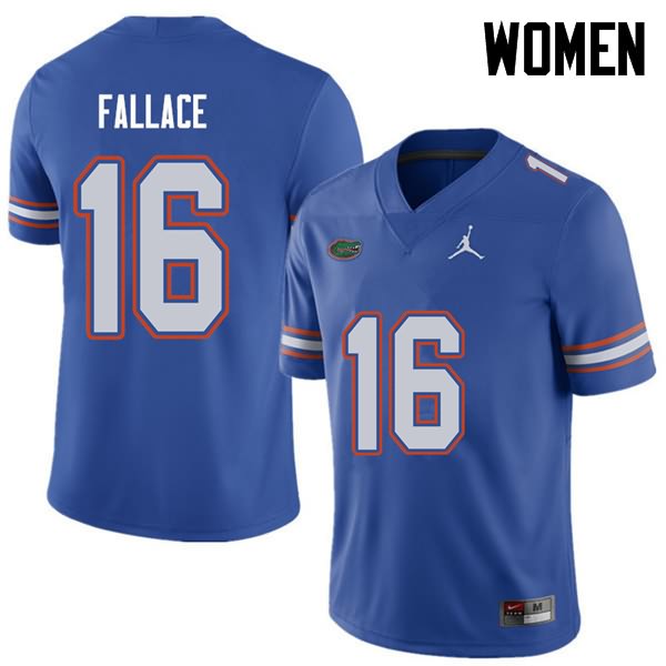 NCAA Florida Gators Brian Fallace Women's #16 Jordan Brand Royal Stitched Authentic College Football Jersey GYC8064MO